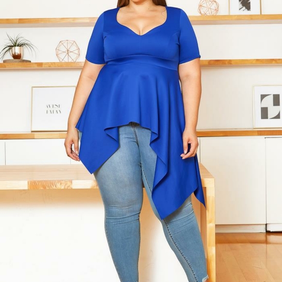 Watermelon Pink Plus Size Peplum Top - Picture 4 of 4